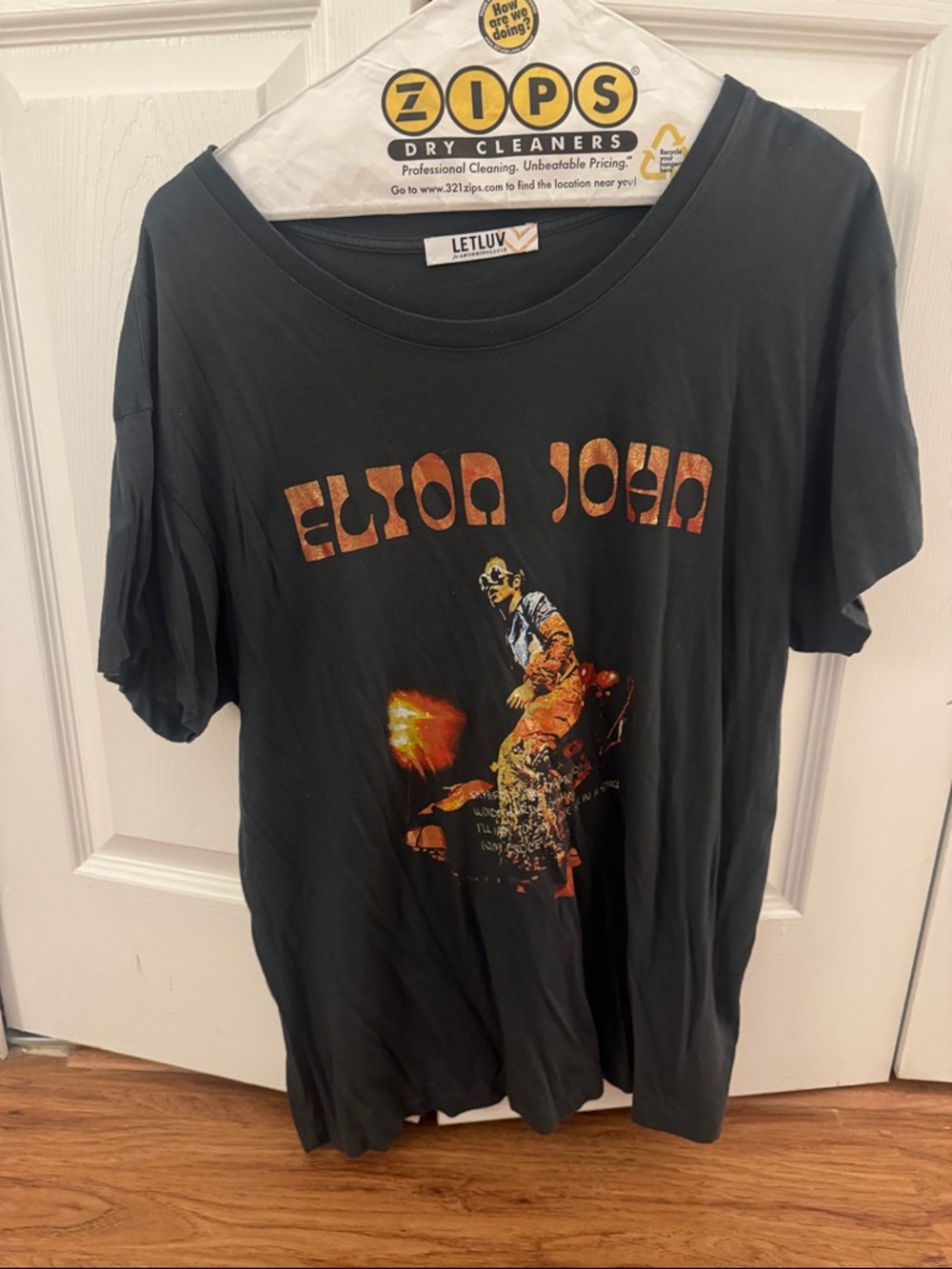 Letluv Elton John Graphic Tee - Black with Orange Print